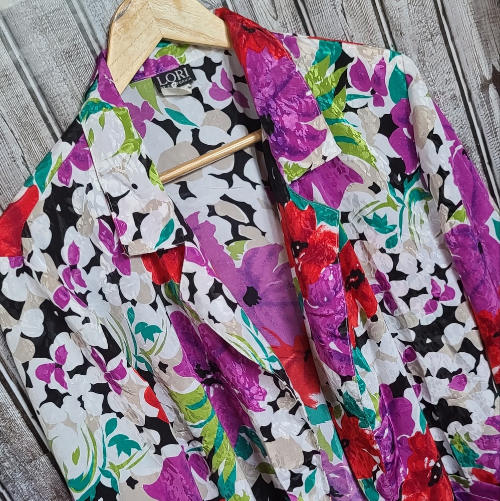 Lori Brigjt Floral Open Duster Jacket 12